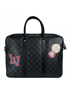 Louis Vuitton Handbag Travel Damier Canvas Black Silver